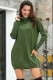 Army Green Ribbed Cowl Neck Lightweight Sweater Dress