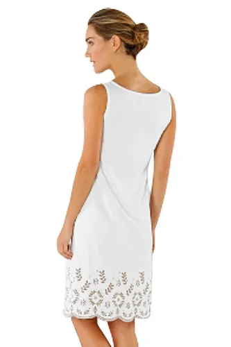 Bohemian Flowery Detail White Short Tank Dress