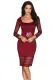 Rose Embroidery Wine Lace Mesh Bodycon Dress