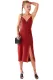 Red Buttoned Linen Midi Dress