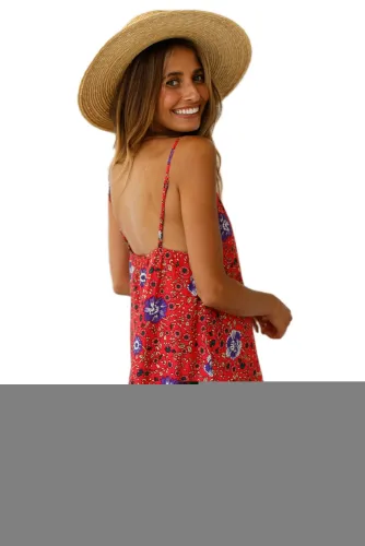 Red Floral Slip-on Dress