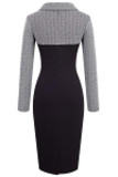 Gray Vintage Turn-Down Collar Pinup Button Midi Dress