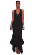 Black Cross Back Asymmetric Hemline Maxi Dress