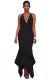 Black Cross Back Asymmetric Hemline Maxi Dress