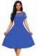 Fishnet Insert Blue Bowknot Embellished Dress