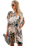 Multicolor Chrysanthemum Kimono Dress