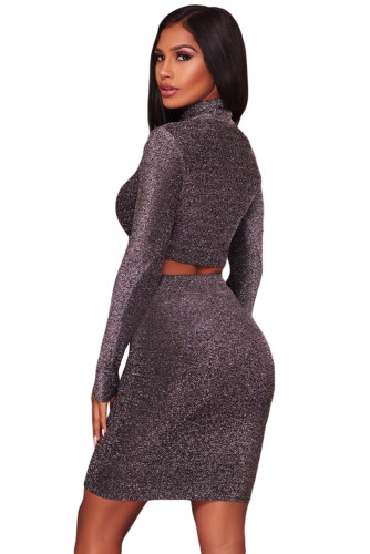 Black Silver Shimmer Two Piece Dress