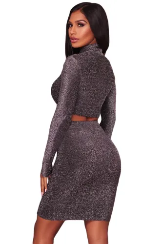 Black Silver Shimmer Two Piece Dress