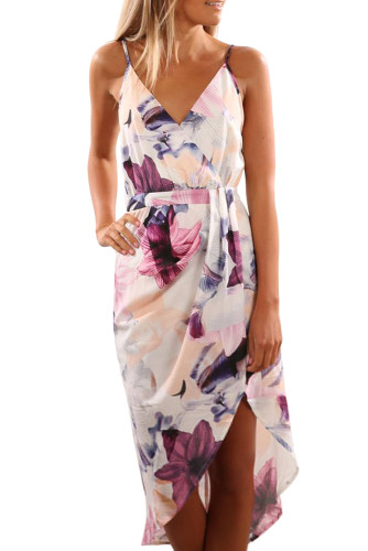 White Floral Print Boho Dress