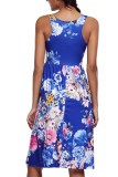 Fall in Love with Floral Print Boho Dress in Royal Blue