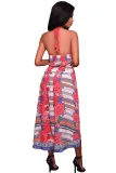 Multi-color Print Halter High-low Dress