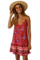 Red Floral Slip-on Dress