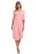 Pink Ruffle Sleeve Midi Jersey Dress