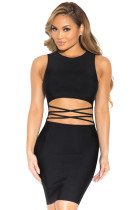 Sexy Abdomen Cut out Little Black Party Bandage Dress