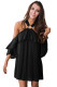 Black Adorable Sexy O Ring Detail Ruffle Dress
