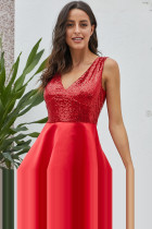 Heart Broken Red Gold Sequin Multi Layer Skater Dress