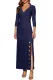 Grommet Side Slit Accent Blue Maxi Dress