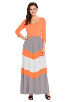 Orange and Gray Chevron Maxi Dress