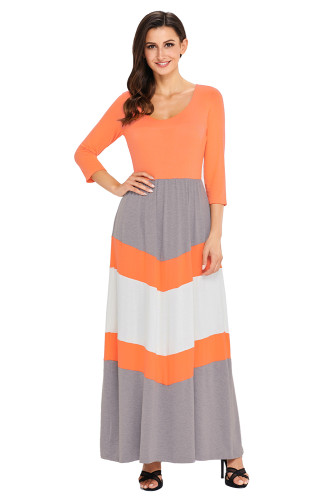 Orange and Gray Chevron Maxi Dress