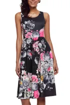 Fall in Love with Floral Print Boho Dress in Black