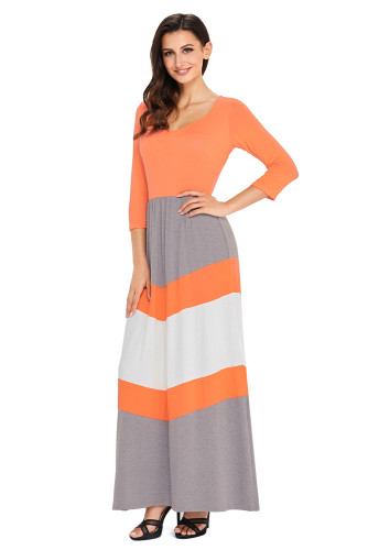 Orange and Gray Chevron Maxi Dress