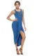 Royal Blue Crisscross V Neck Sleeveless Maxi Jersey Dress