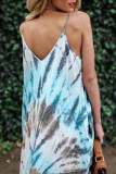 Multicolor Summer Printed Spaghetti-neck Maxi Dress