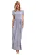Gray Short Sleeve Ruched Waist Maxi Dress