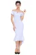 White Off Shoulder Short Sleeve Mermaid Dress