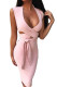 Pink Cross Wrap Cut Out Bodycon Midi Dress