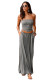 Gray Strapless Bodice Empire Waist Maxi Dress