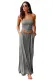 Gray Strapless Bodice Empire Waist Maxi Dress