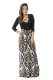 Black Taupe Printed Maxi Dress with Criss Cross Top