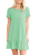 Green Strappy Back Ruffle Hem Casual Shirt Dress
