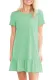 Green Strappy Back Ruffle Hem Casual Shirt Dress