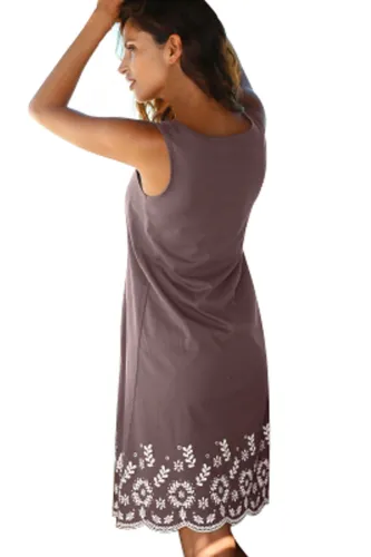 Bohemian Flowery Detail Coffee Short Tank Dress