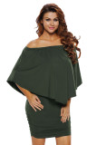 Multiple Dressing Layered Army Green Mini Poncho Dress