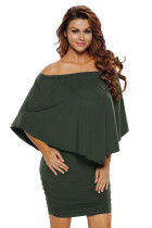 Multiple Dressing Layered Army Green Mini Poncho Dress