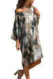 Multicolor Geometric Pattern Loose T-shirt Dress