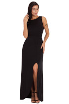 Black Front Slit Sleeveless Maxi Dress