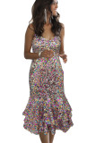 Gossip Multicolor Frill Bodycon Sheath Sequin Dress