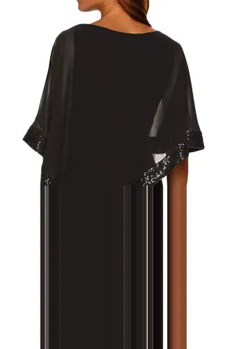 Black Sequined Poncho Mini Dress