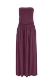 Purple Strapless Bodice Empire Waist Maxi Dress
