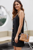 Black Buttoned Slip Dress