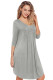 Grey Quarter Sleeve Casual Tunic Dress