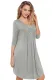 Grey Quarter Sleeve Casual Tunic Dress