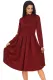 Burgundy Pocket Style High Neck Skater Dress