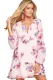 Pink Floral Print V Neck Chiffon Dress