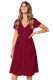 Red Stylish Button Front Midi Dress with Pockets