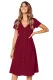 Red Stylish Button Front Midi Dress with Pockets